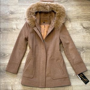 Sachi Lambswool blend coat w/ real Fur NWT